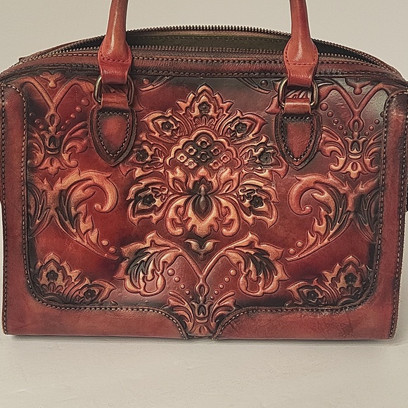 Handbag Aphison red tooled leather - Picture 7 of 7